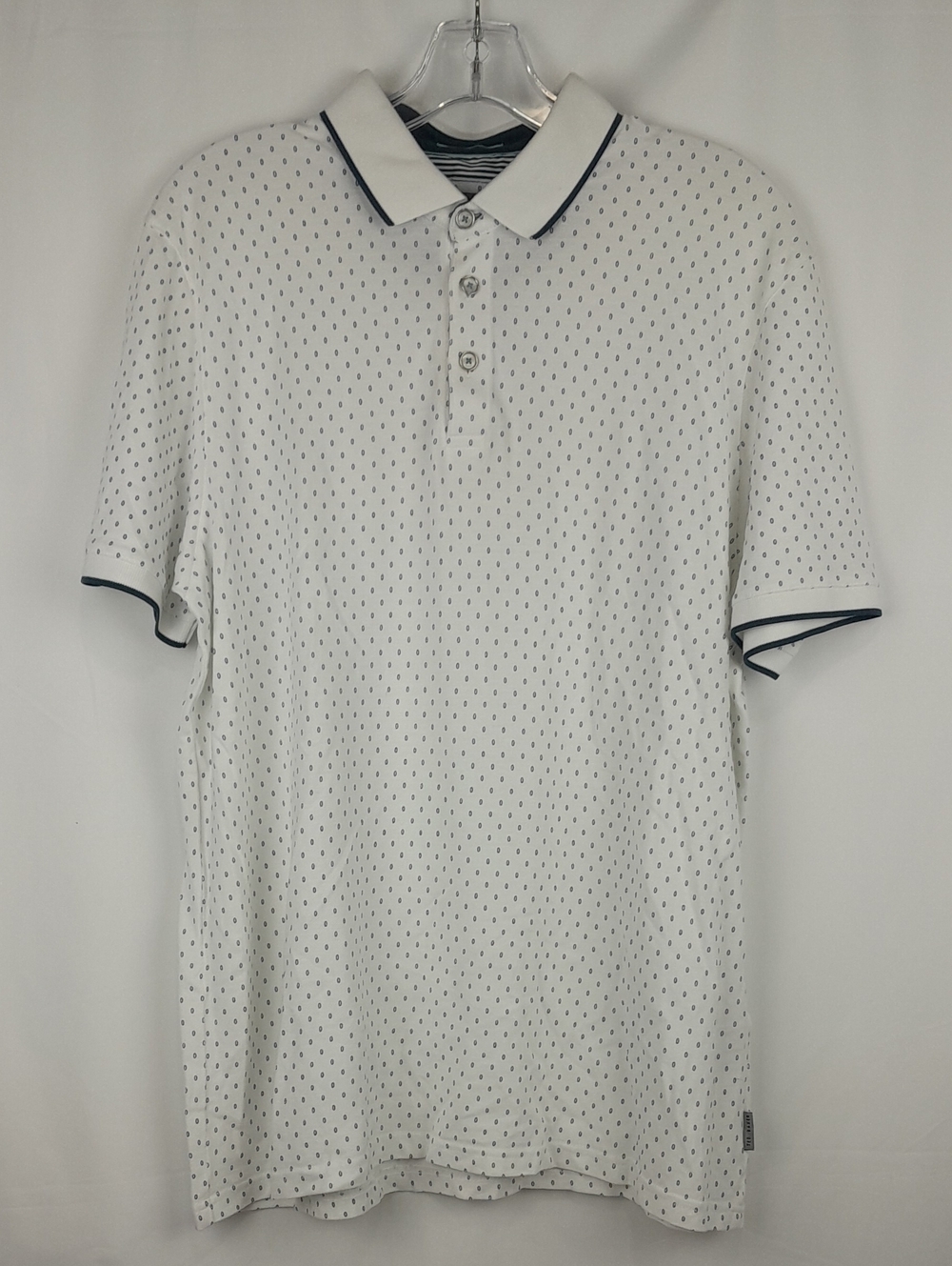 Ted Baker White Blue Circles Short Sleeve Polo Collared Shirt